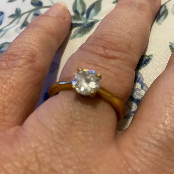 size 11 Adjustable CZ Diamond 18kt Gold Plated Ring - Picture 2 of 3